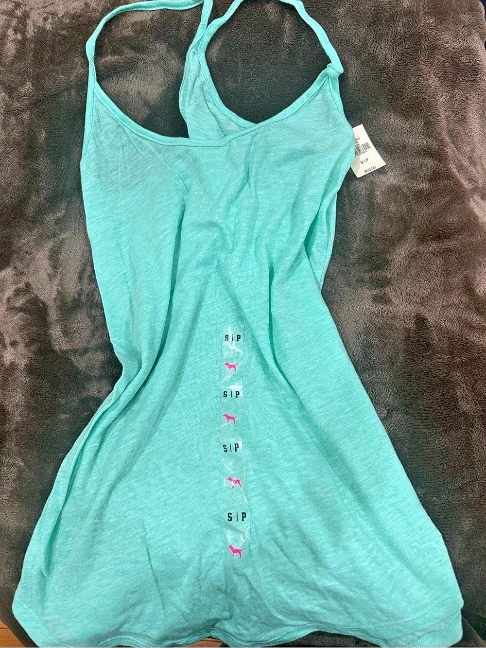 PINK Victoria's Secret Racerback Tank Top Blue NWT